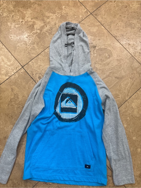 Quiksilver Other - Quiksilver Blue and Gray Hooded Pullover Tee
